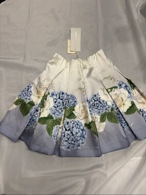 MonnaLisa White and Blue Floral Full Circle Skirt